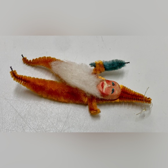 1940s Post WWII Antique Chenille Santa Claus Wire Brush Tree Ornament - Picture 6 of 7